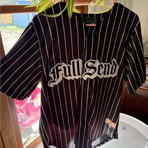 Full Send Men's Black Pinstripe Baseball Jersey